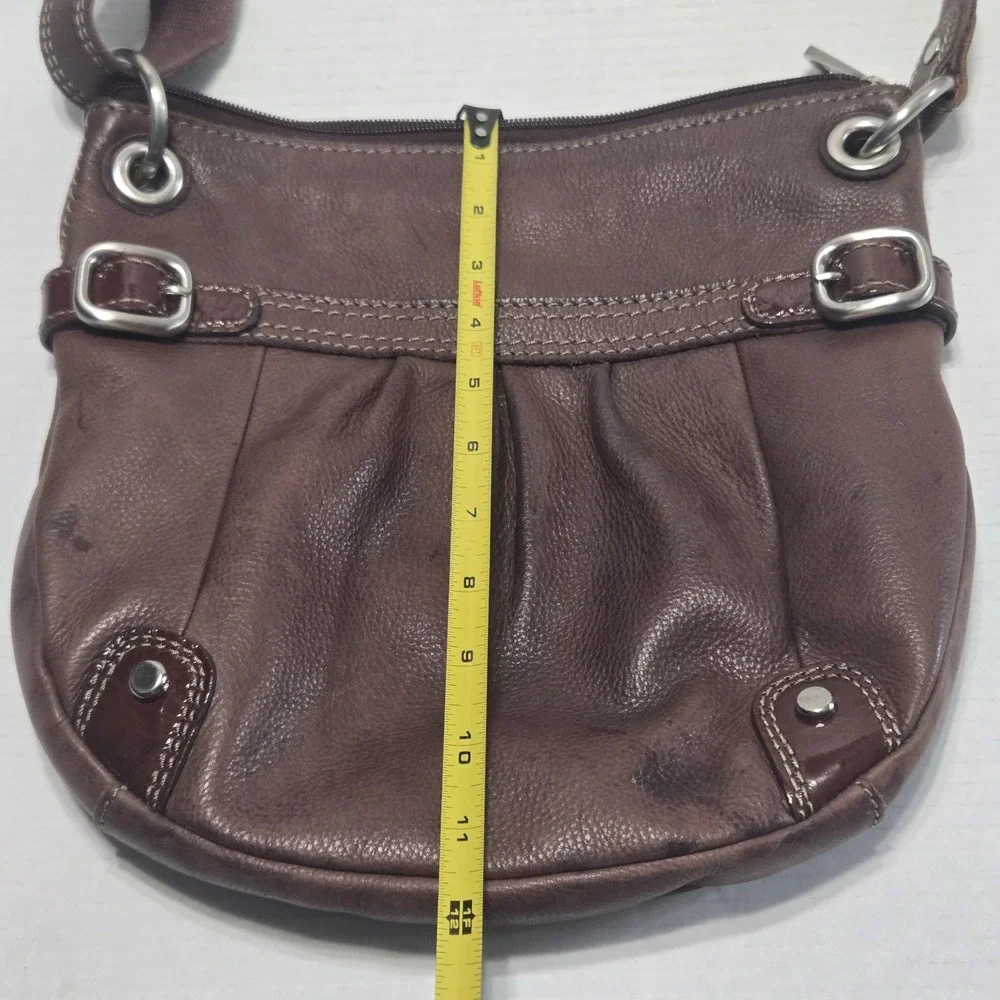 Fossil Brown‎ Pebbled Leather Hobo Crossbody Bag Adjustable Strap Purse